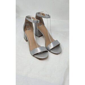 Gianni Bini Block Party Leather Sandals Ankle Strap silver Women's Size 10M